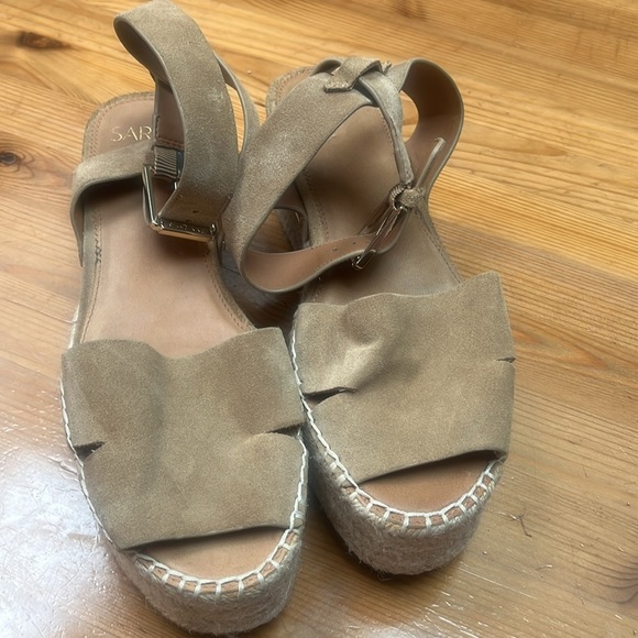 Sarto by Franco Sarto Tan leather Espadrilles with Wedge Heel and Ankle Strap 9M - Picture 2 of 10